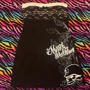 SOLD Rare Metal Mulisha Black and White Lace tube top Dress